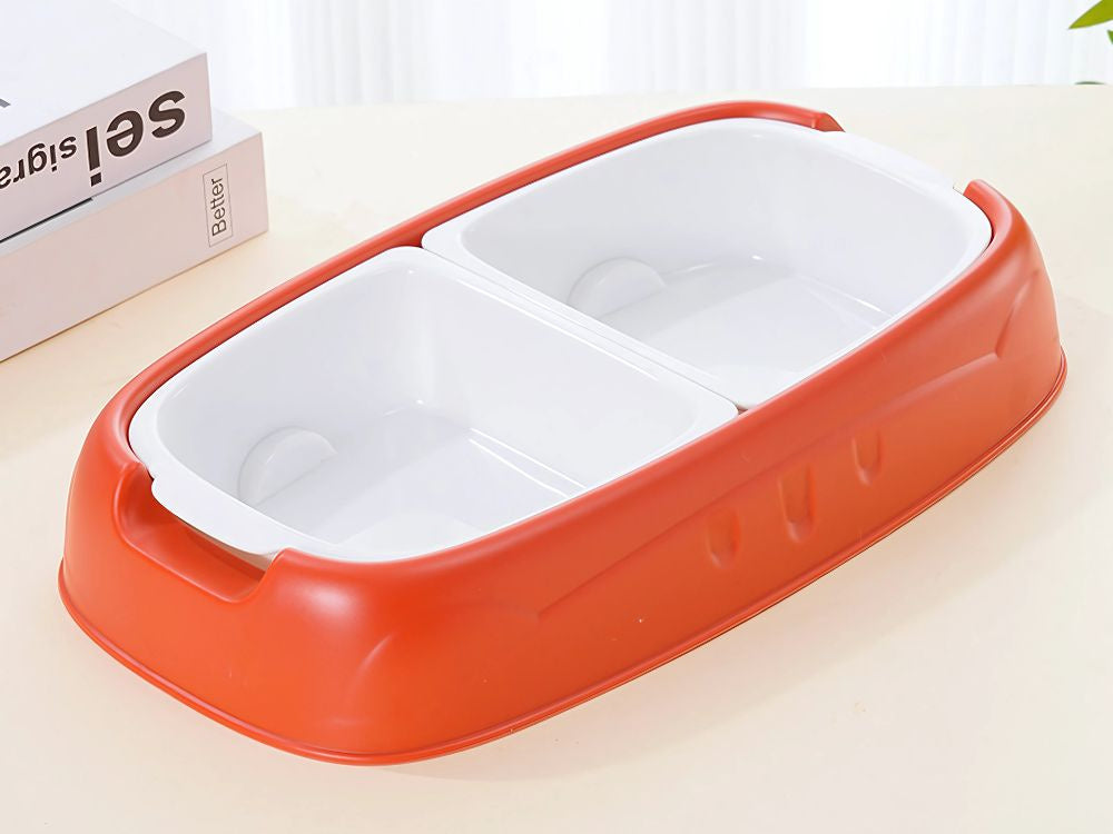 Dvigubas dubenėlis šuniui ir katei nuimami vandens ir maisto dubenėliai dideli plastikiniai, Raudona, Szín, Piros