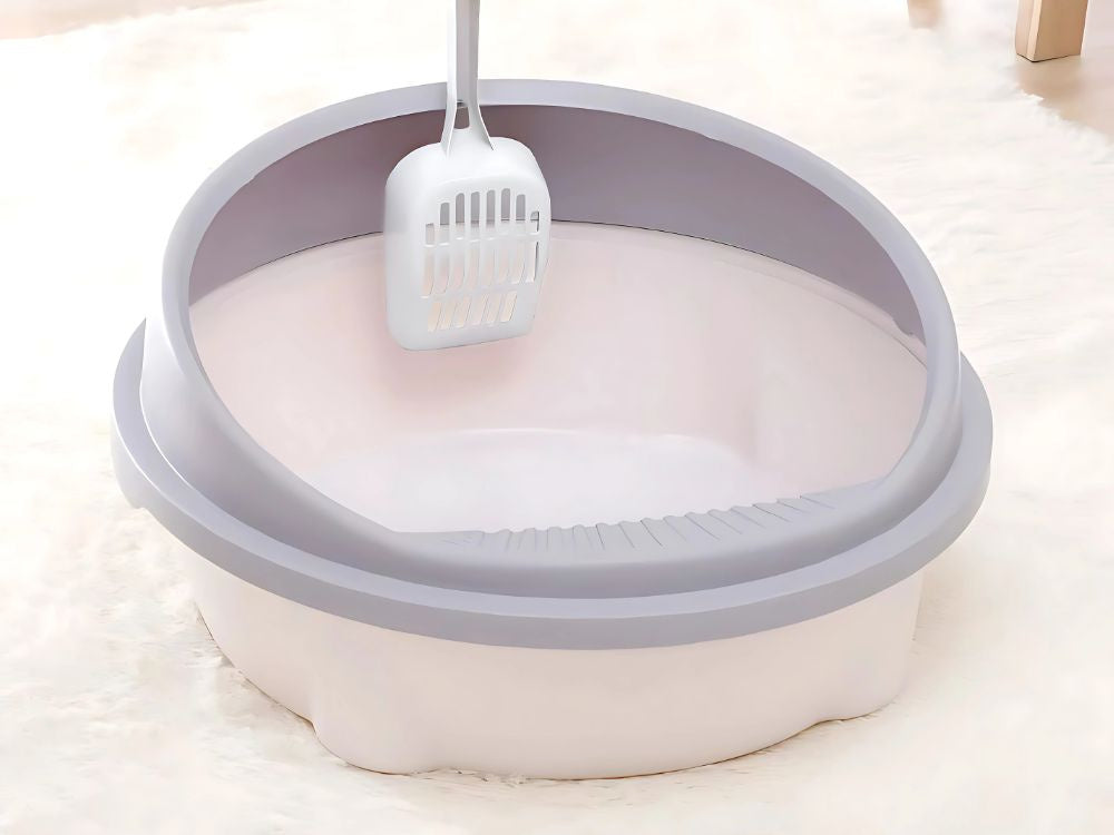 Atviras šiukšlių dėklas, didelis, tvirtas, su lopetėle ir aukštu apvadu