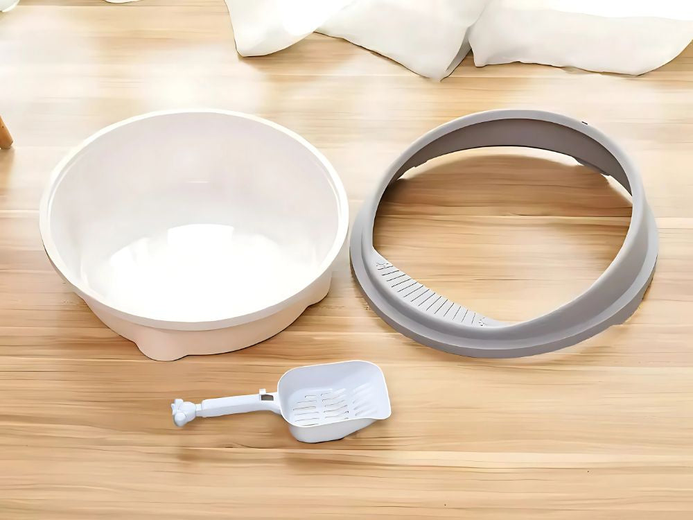 Atviras šiukšlių dėklas, didelis, tvirtas, su lopetėle ir aukštu apvadu