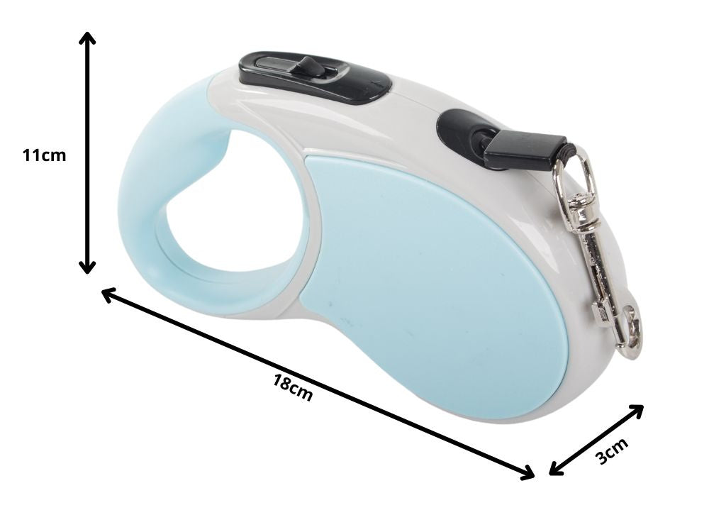 Automatinis 5 m stiprus pavadėlis šuniui iki 15 kg su užraktu stiprus ilgas, Mėlyna, Szín, Kék