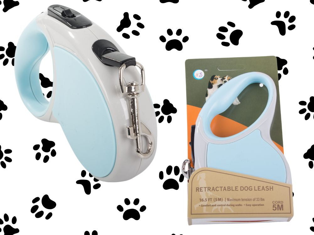 Automatinis 5 m stiprus pavadėlis šuniui iki 15 kg su užraktu stiprus ilgas, Mėlyna, Szín, Kék