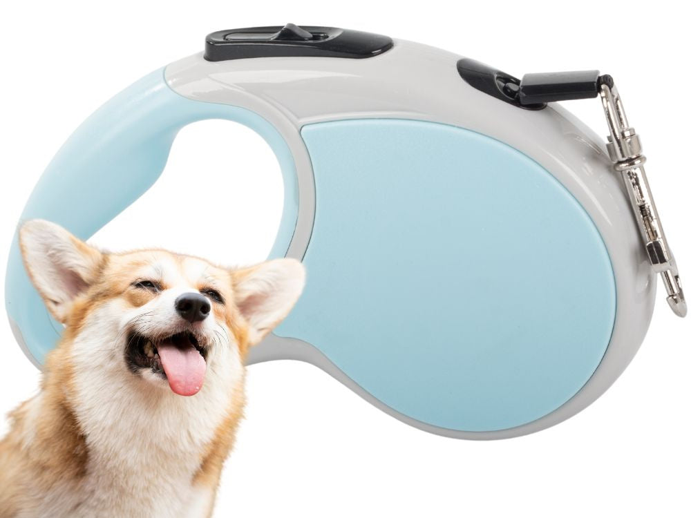 Automatinis 5 m stiprus pavadėlis šuniui iki 15 kg su užraktu stiprus ilgas, Mėlyna, Szín, Kék