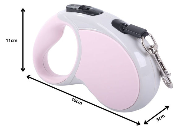 Automatinis 5 m stiprus pavadėlis šuniui iki 15 kg su užraktu stiprus ilgas, Rožinė, Szín, Rózsaszín