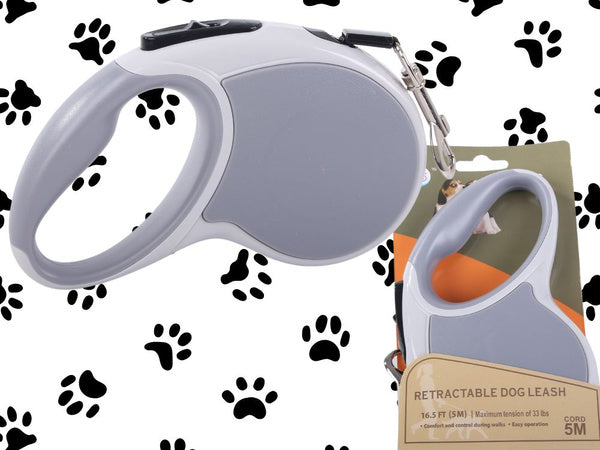 Automatinis 5 m stiprus pavadėlis šuniui iki 15 kg su užraktu stiprus ilgas, Pilka, Szín, Szürke