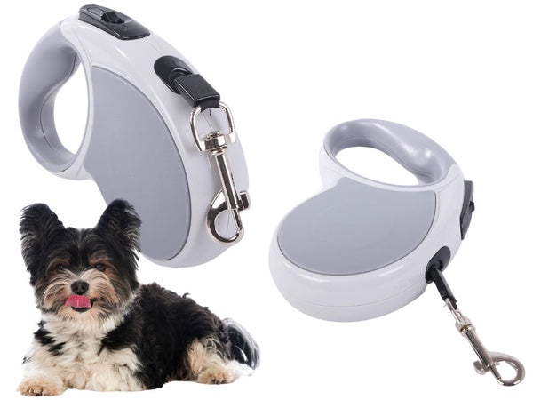 Automatinis 5 m stiprus pavadėlis šuniui iki 15 kg su užraktu stiprus ilgas, Pilka, Szín, Szürke