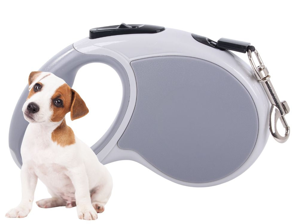 Automatinis 5 m stiprus pavadėlis šuniui iki 15 kg su užraktu stiprus ilgas, Pilka, Szín, Szürke