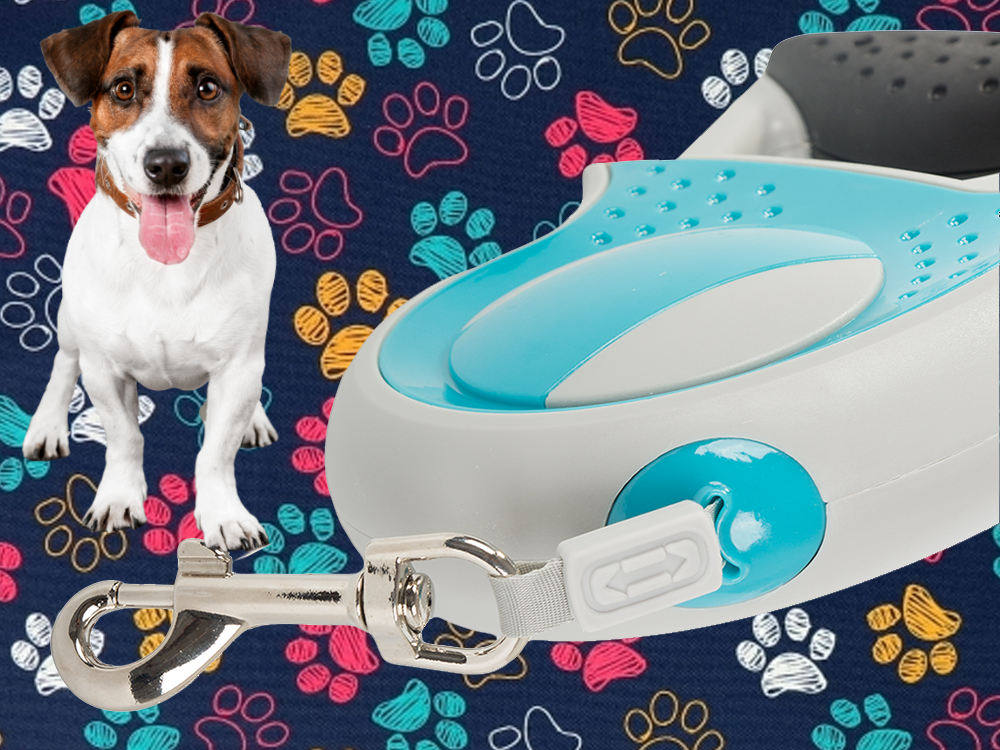 Automatinis 5 m stiprus pavadėlis šuniui iki 20 kg su užraktu stiprus ilgas, Mėlyna, Szín, Kék