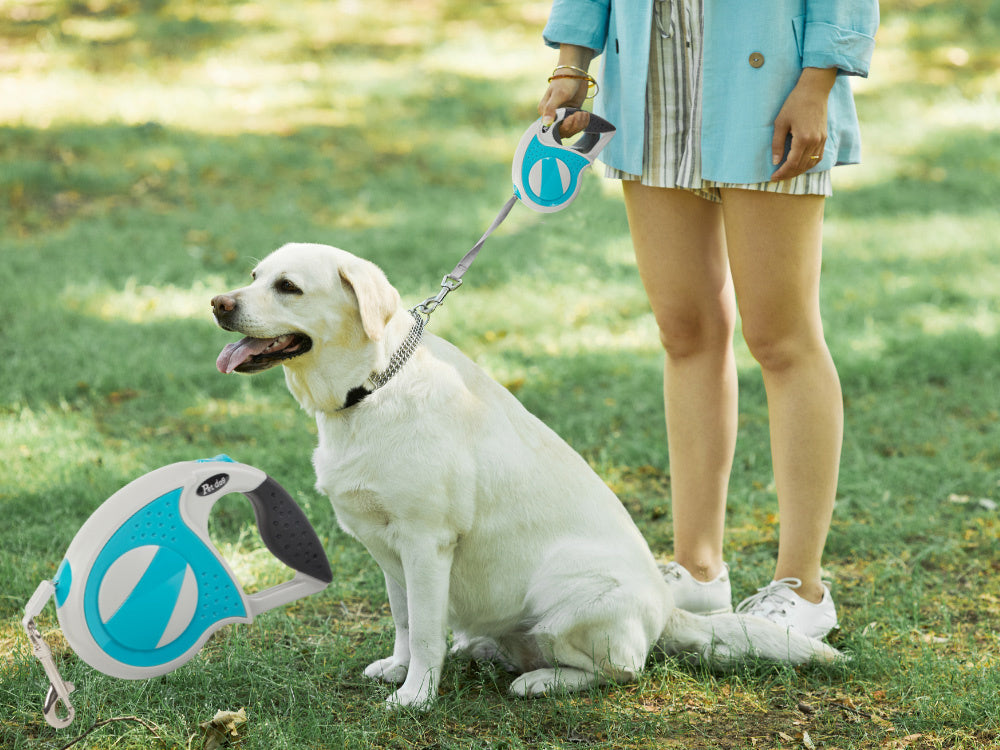 Automatinis 5 m stiprus pavadėlis šuniui iki 20 kg su užraktu stiprus ilgas, Mėlyna, Szín, Kék