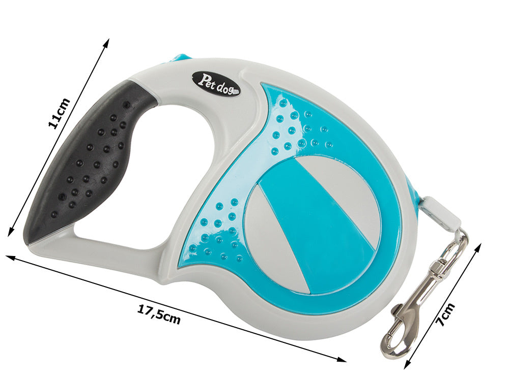 Automatinis 5 m stiprus pavadėlis šuniui iki 20 kg su užraktu stiprus ilgas, Mėlyna, Szín, Kék