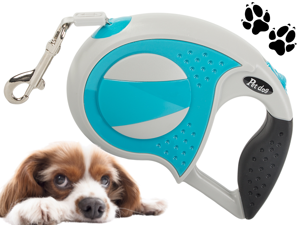 Automatinis 5 m stiprus pavadėlis šuniui iki 20 kg su užraktu stiprus ilgas, Mėlyna, Szín, Kék