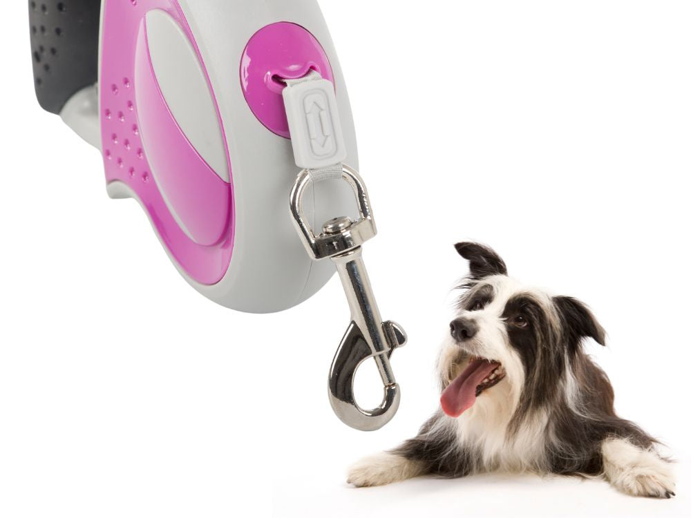 Automatinis 5 m stiprus pavadėlis šuniui iki 20 kg su užraktu stiprus ilgas, Rožinė, Szín, Rózsaszín