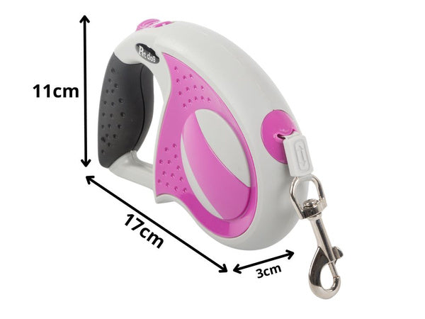 Automatinis 5 m stiprus pavadėlis šuniui iki 20 kg su užraktu stiprus ilgas, Rožinė, Szín, Rózsaszín