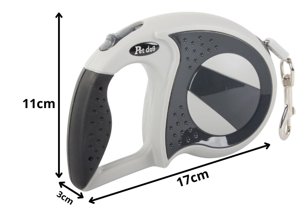 Automatinis 5 m stiprus pavadėlis šuniui iki 20 kg su užraktu stiprus ilgas, Juoda, Szín, Fekete