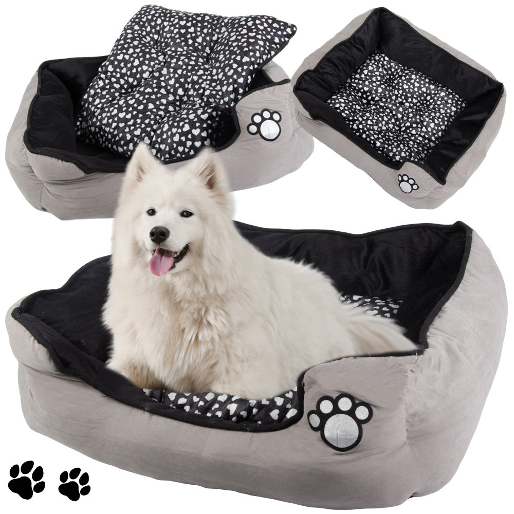 Pliušinė patalynė šuns lova su ištraukiama pagalvėle minkšta patogi, Pilka, Szín, Szürke
