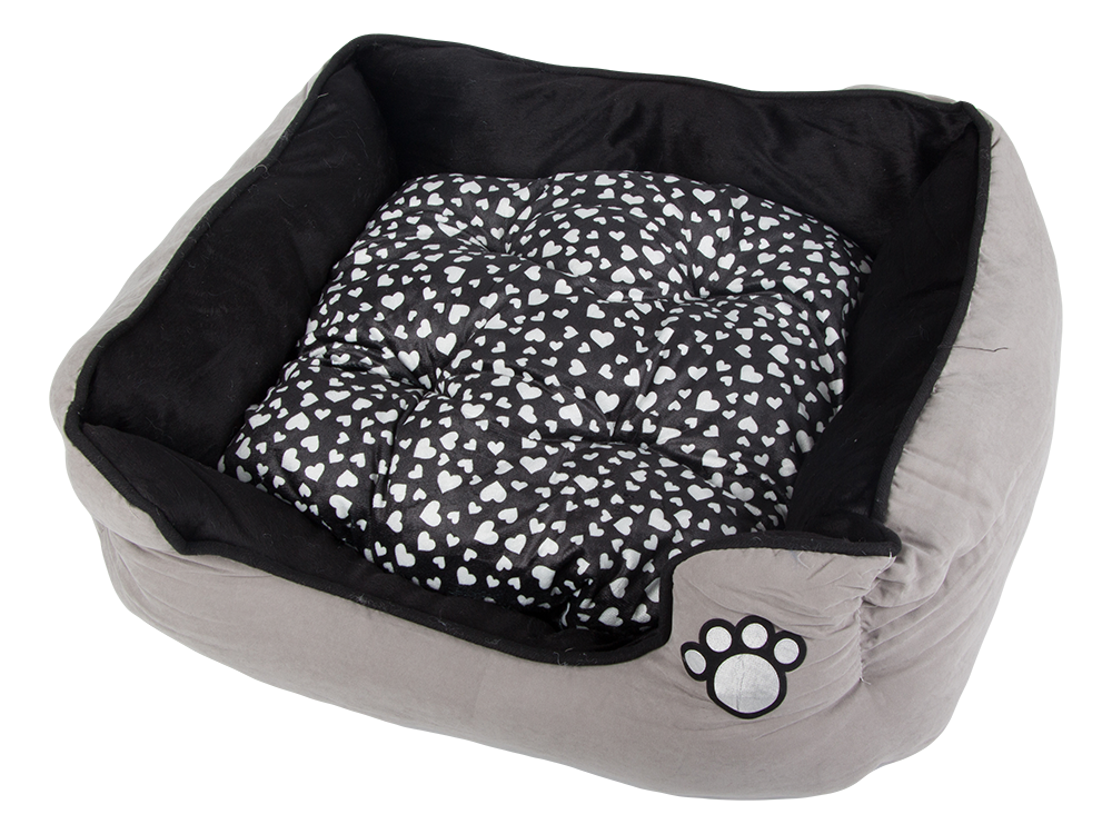 Pliušinė patalynė šuns lova su ištraukiama pagalvėle minkšta patogi, Pilka, Szín, Szürke