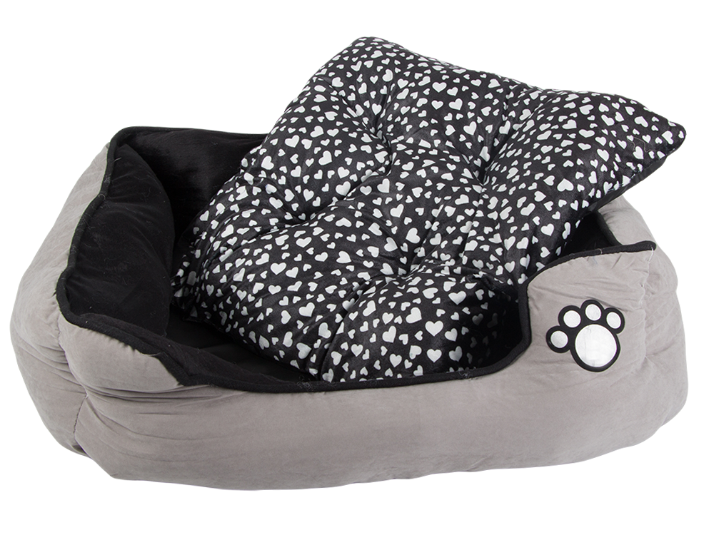 Pliušinė patalynė šuns lova su ištraukiama pagalvėle minkšta patogi, Pilka, Szín, Szürke