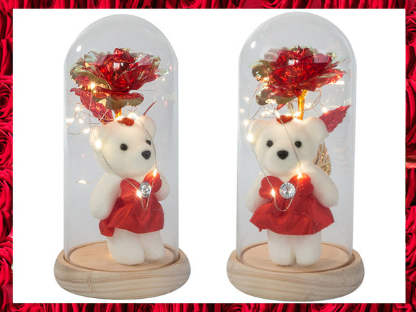 Amžina rožė stiklo vadovaujama šviečianti stiklo dėžutė moterų dienos dovana