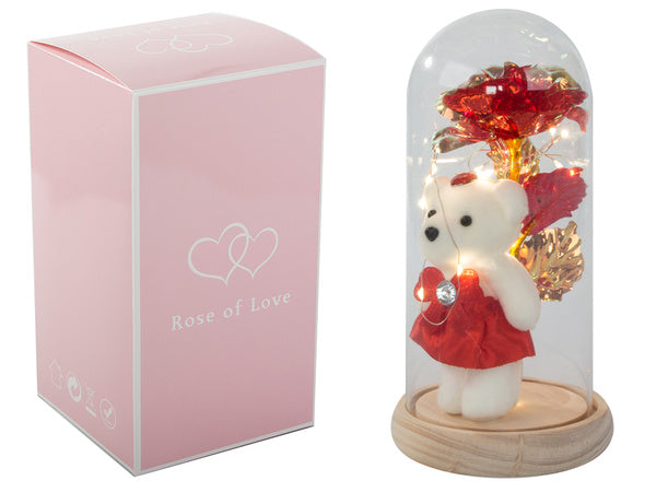 Amžina rožė stiklo vadovaujama šviečianti stiklo dėžutė moterų dienos dovana