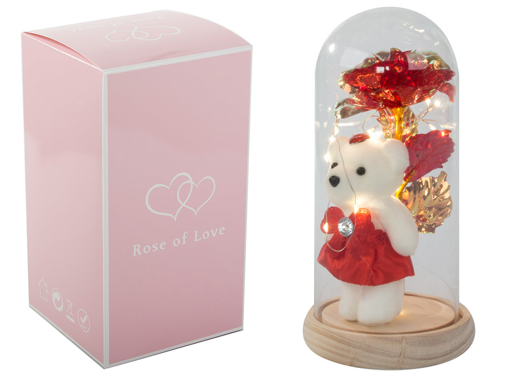 Amžina rožė stiklo vadovaujama šviečianti stiklo dėžutė moterų dienos dovana