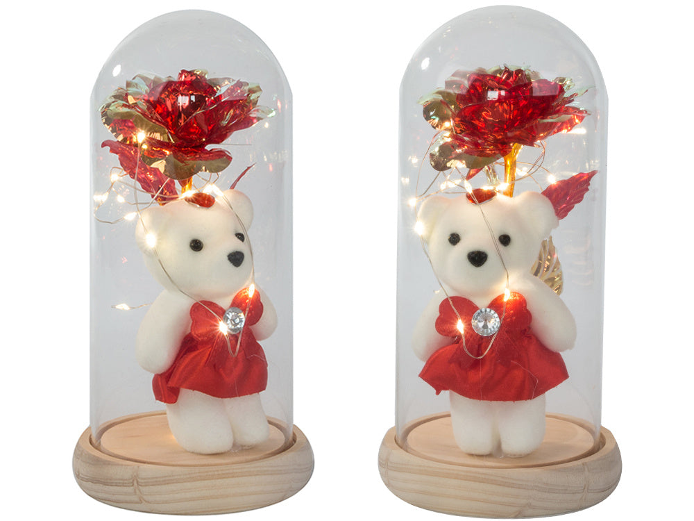 Amžina rožė stiklo vadovaujama šviečianti stiklo dėžutė moterų dienos dovana