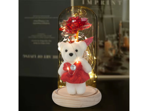 Amžina rožė stiklo vadovaujama šviečianti stiklo dėžutė moterų dienos dovana