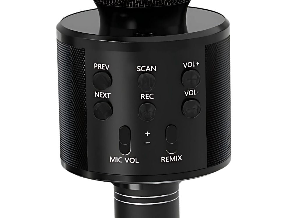 Belaidis mikrofonas bluetooth karaoke garsiakalbis apvalus su dėklu įvairūs režimai, Juoda, Szín, Fekete