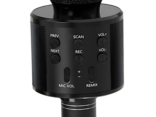 Belaidis mikrofonas bluetooth karaoke garsiakalbis apvalus su dėklu įvairūs režimai, Juoda, Szín, Fekete