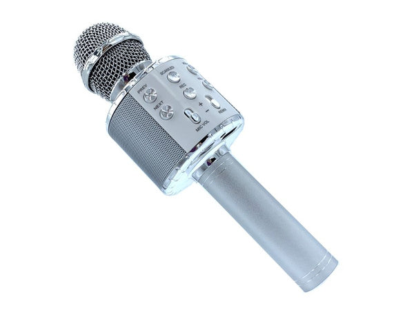 Belaidis mikrofonas bluetooth karaoke garsiakalbis apvalus su dėklu įvairūs režimai, Sidabras, Szín, Ezüst