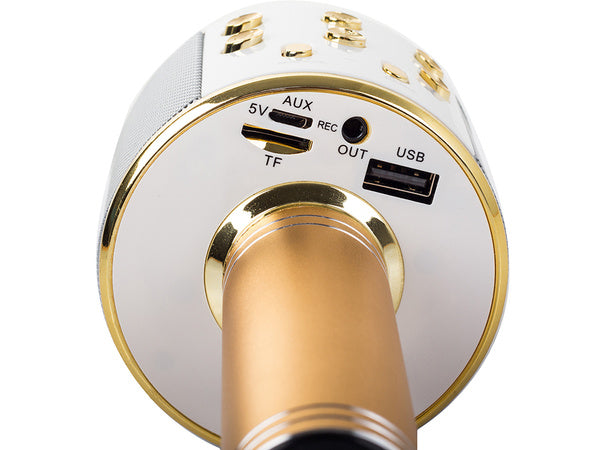 Belaidis mikrofonas bluetooth karaoke garsiakalbis apvalus su dėklu įvairūs režimai, Auksinis, Szín, Aranysárga