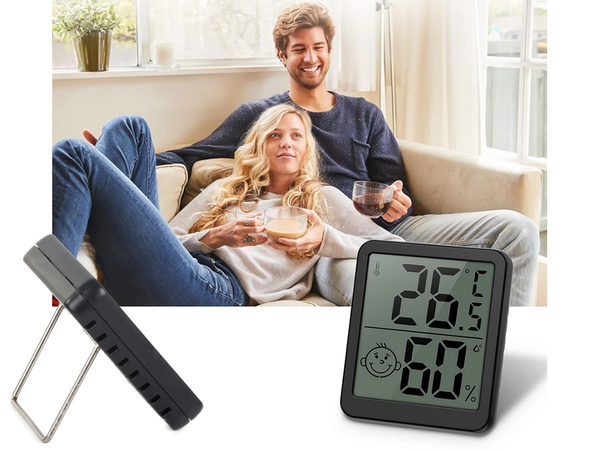 Skaitmeninis termometras mini oro stotis kambario higrometras baterija magnetas, Juoda, Szín, Fekete