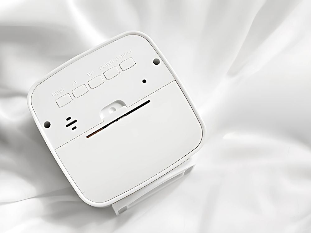 Žadintuvas su data ir temperatūra su snaudimo funkcija lcd drėgmės ore, Baltas, Szín, Fehér