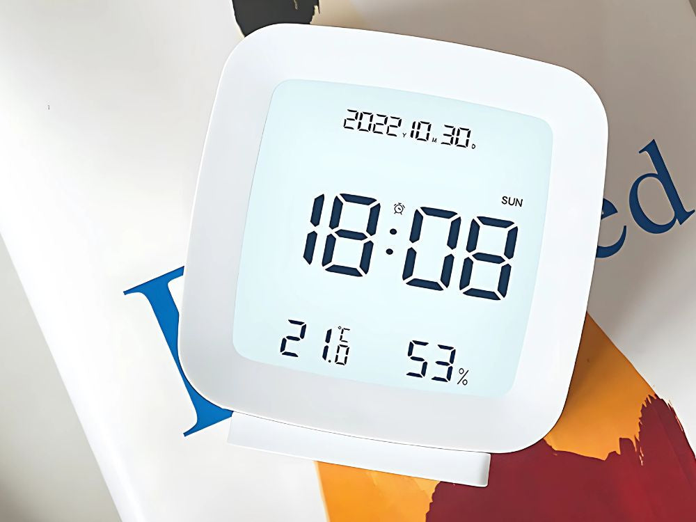 Žadintuvas su data ir temperatūra su snaudimo funkcija lcd drėgmės ore, Baltas, Szín, Fehér