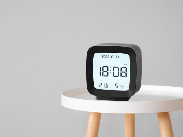 Žadintuvas su data ir temperatūra su snaudimo funkcija lcd drėgmės ore, Juoda, Szín, Fekete