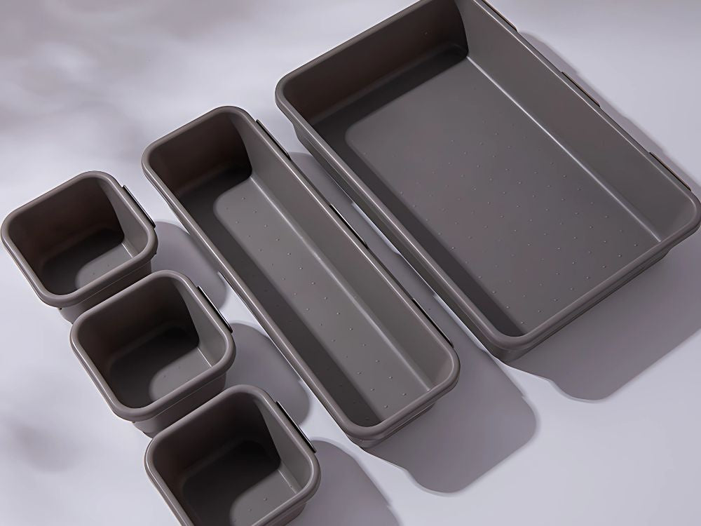 Organizatorių rinkinys 8 vnt. Smulkmenų dėklų plastikinių stalčių dėžučių