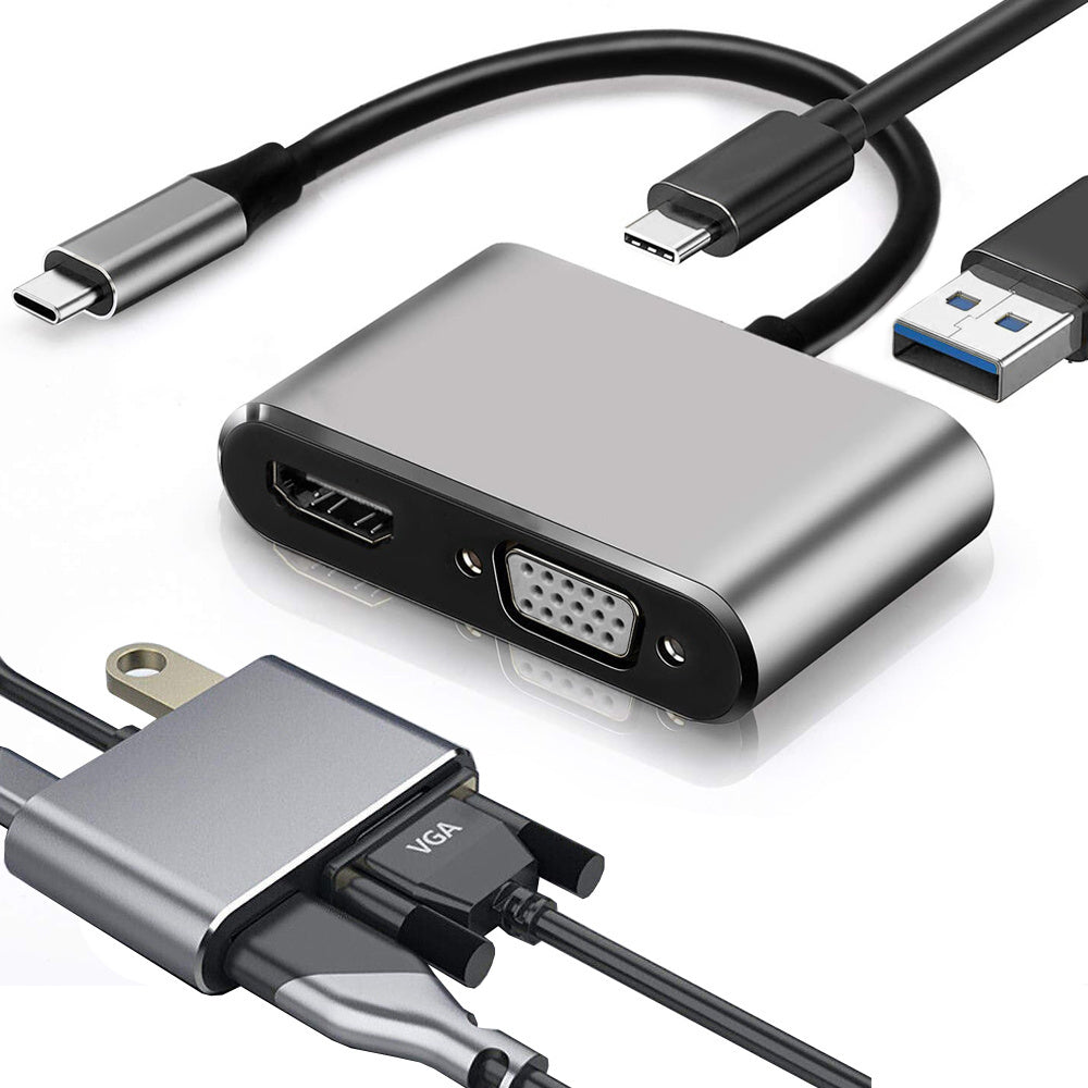 Adapteris usb-c į hdmi 4k vga koncentratorius usb 3.0 usb-c maitinimo adapteris