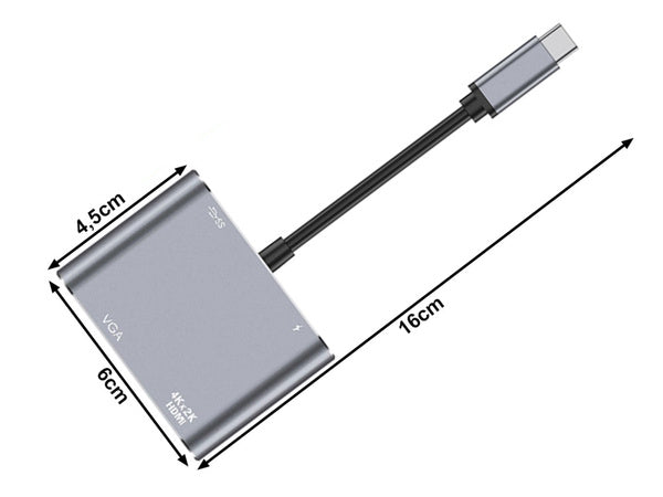 Adapteris usb-c į hdmi 4k vga koncentratorius usb 3.0 usb-c maitinimo adapteris