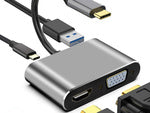 Adapteris usb-c į hdmi 4k vga koncentratorius usb 3.0 usb-c maitinimo adapteris