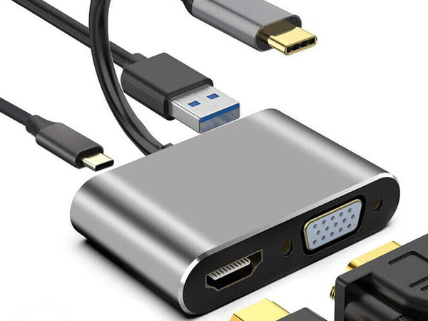 Adapteris usb-c į hdmi 4k vga koncentratorius usb 3.0 usb-c maitinimo adapteris