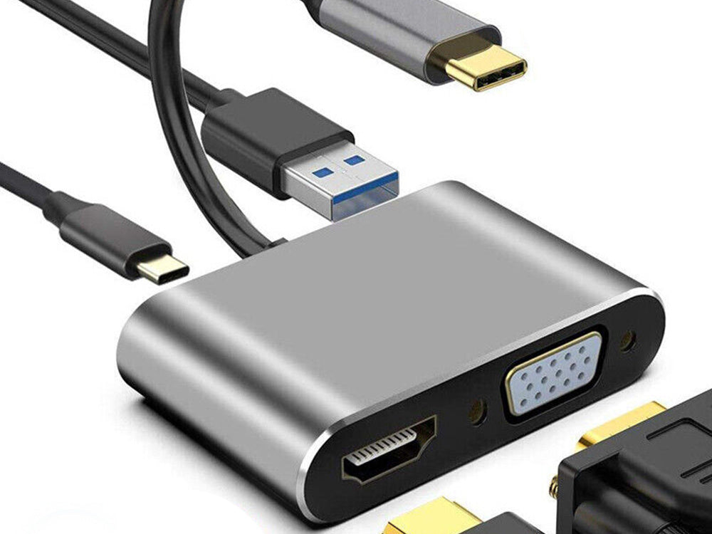 Adapteris usb-c į hdmi 4k vga koncentratorius usb 3.0 usb-c maitinimo adapteris