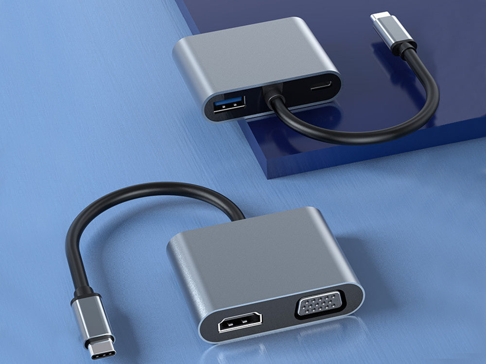 Adapteris usb-c į hdmi 4k vga koncentratorius usb 3.0 usb-c maitinimo adapteris