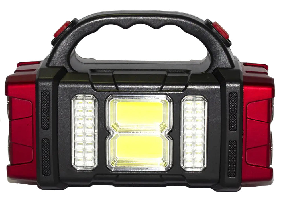 Saulės žibintuvėlis nešiojamas įkraunamas led cob powerbank prožektorius, Raudona, Szín, Piros