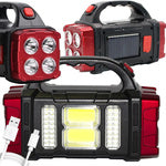 Saulės žibintuvėlis nešiojamas įkraunamas led cob powerbank prožektorius, Raudona, Szín, Piros