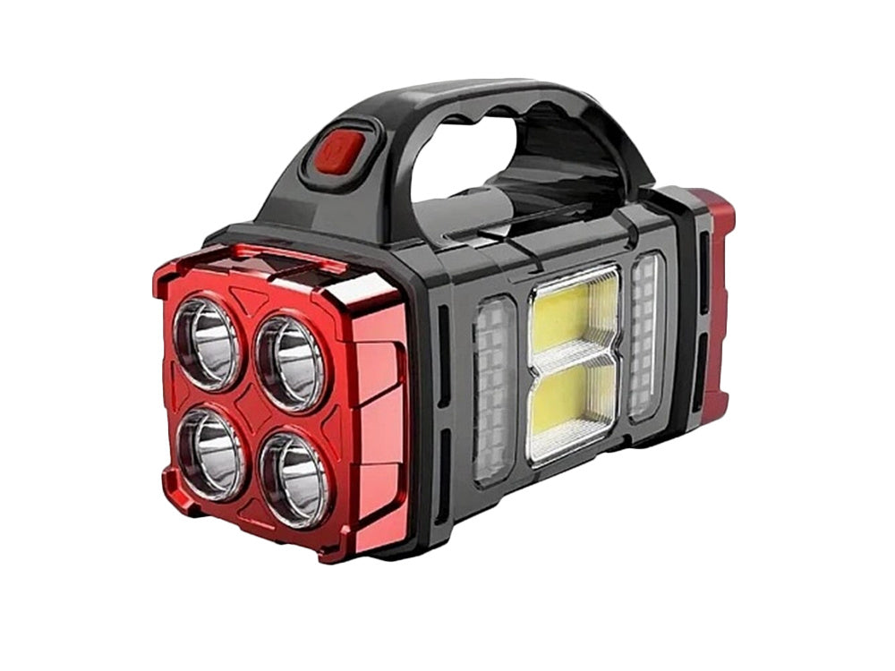 Saulės žibintuvėlis nešiojamas įkraunamas led cob powerbank prožektorius, Raudona, Szín, Piros