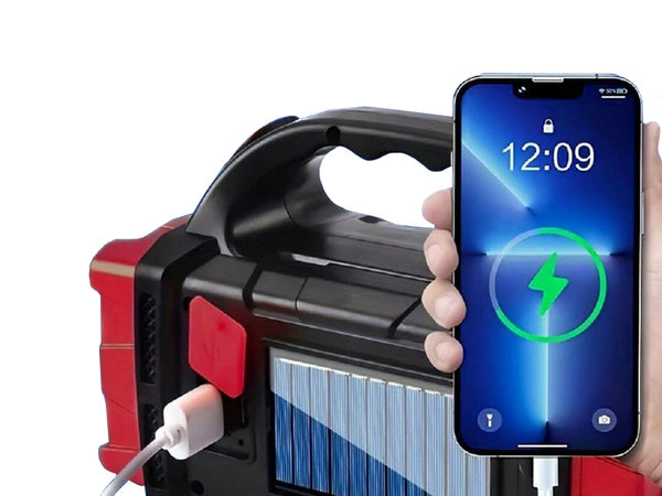 Saulės žibintuvėlis nešiojamas įkraunamas led cob powerbank prožektorius, Raudona, Szín, Piros