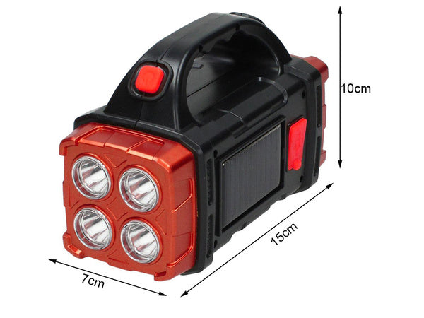Saulės žibintuvėlis nešiojamas įkraunamas led cob powerbank prožektorius, Raudona, Szín, Piros