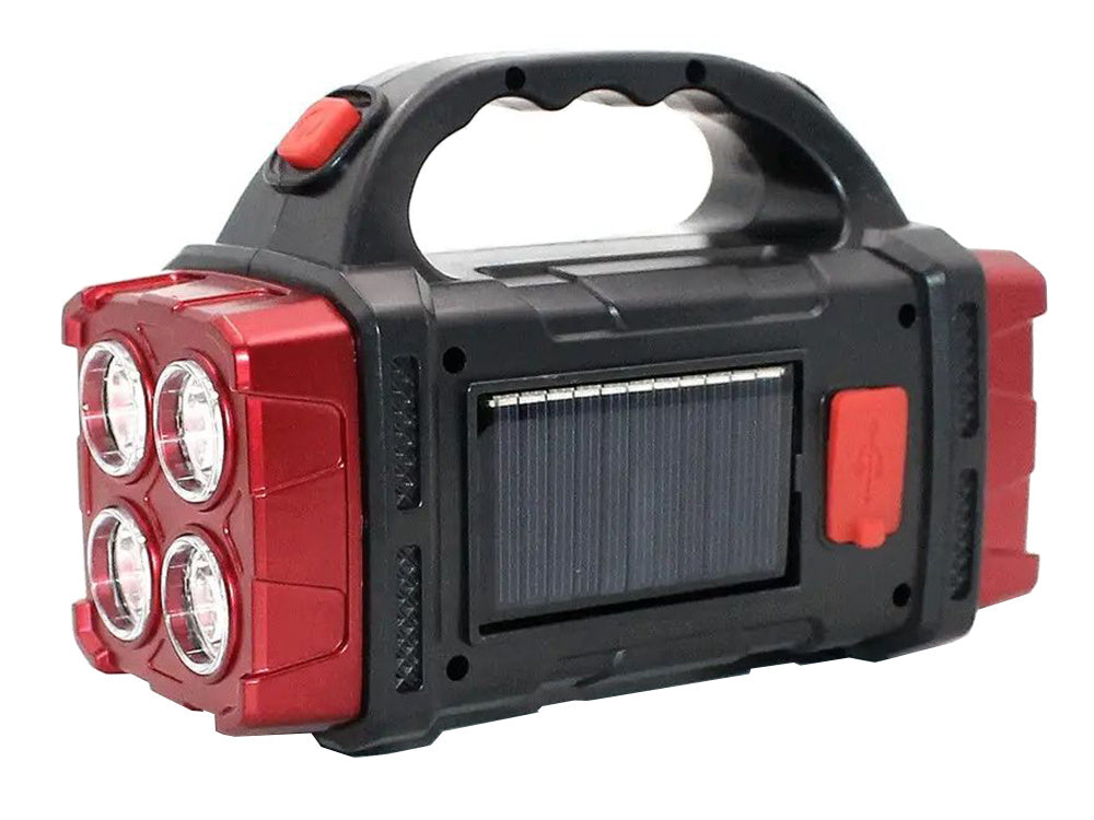 Saulės žibintuvėlis nešiojamas įkraunamas led cob powerbank prožektorius, Raudona, Szín, Piros