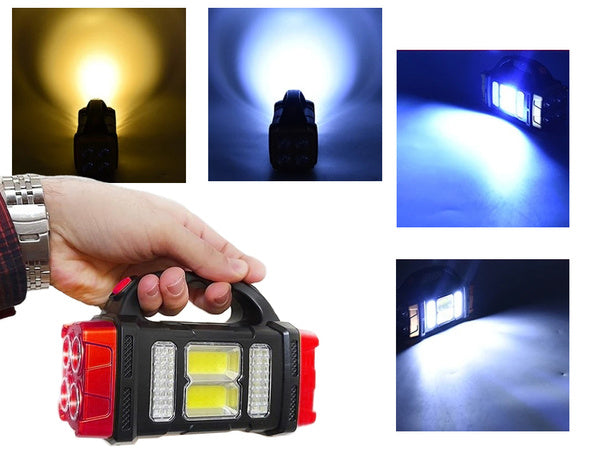 Saulės žibintuvėlis nešiojamas įkraunamas led cob powerbank prožektorius, Raudona, Szín, Piros