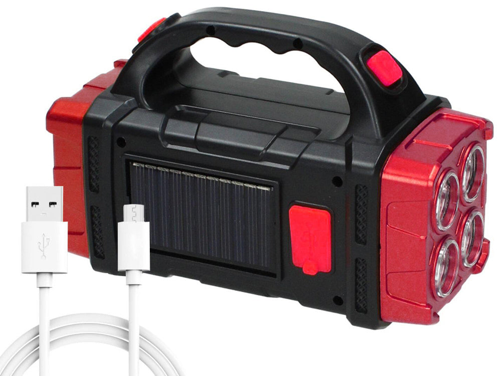 Saulės žibintuvėlis nešiojamas įkraunamas led cob powerbank prožektorius, Raudona, Szín, Piros