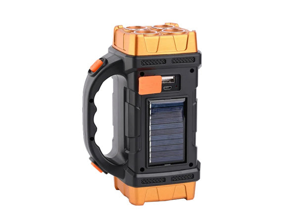 Saulės žibintuvėlis nešiojamas įkraunamas led cob powerbank prožektorius, Auksinis, Szín, Aranysárga