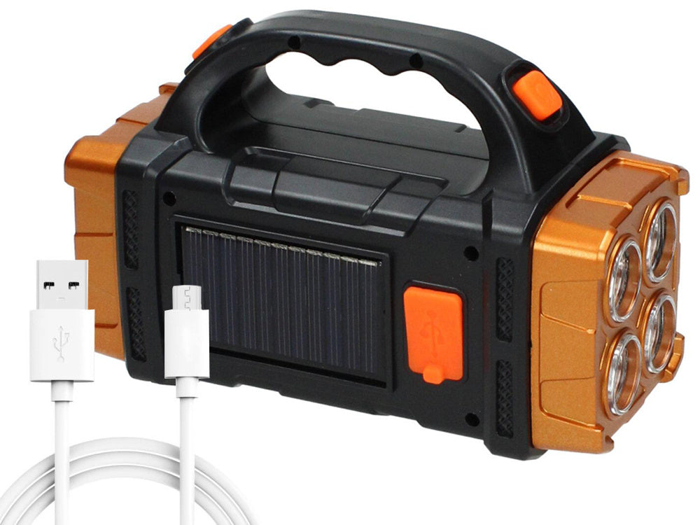 Saulės žibintuvėlis nešiojamas įkraunamas led cob powerbank prožektorius, Auksinis, Szín, Aranysárga